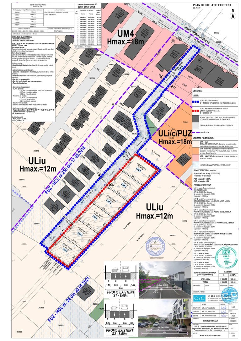 PUZ pentru locuințe individuale pe strada Borhanciului — latura sudică din Cluj-Napoca