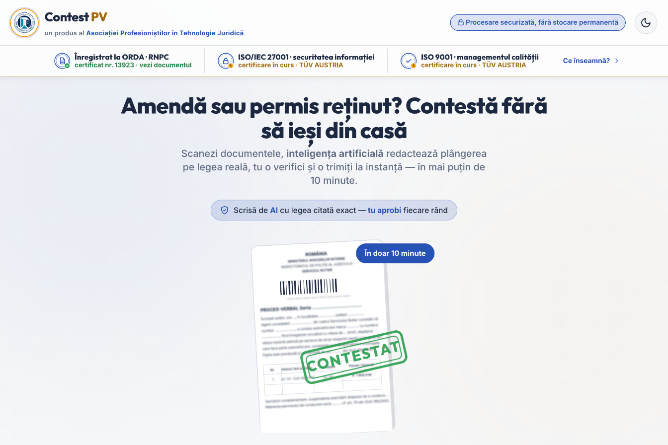 Amendă sau permis reținut? Am testat ContestPV, aplicația clujeană care îți scrie plângerea